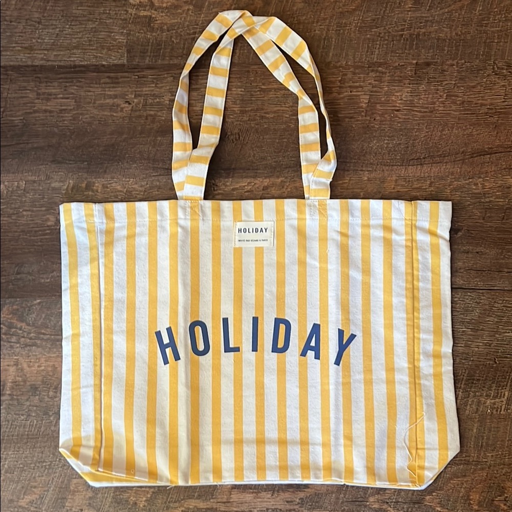 Sézane x Holiday striped cotton tote, NWOT!